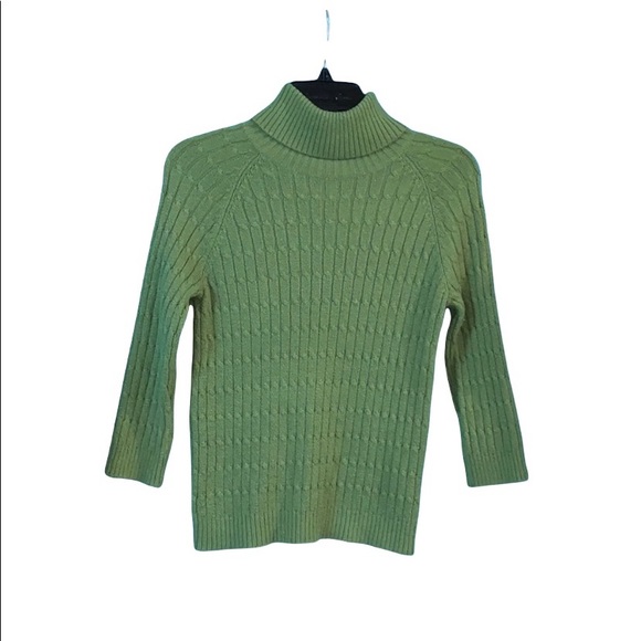 Womens Olive Green Turtleneck Sweater 